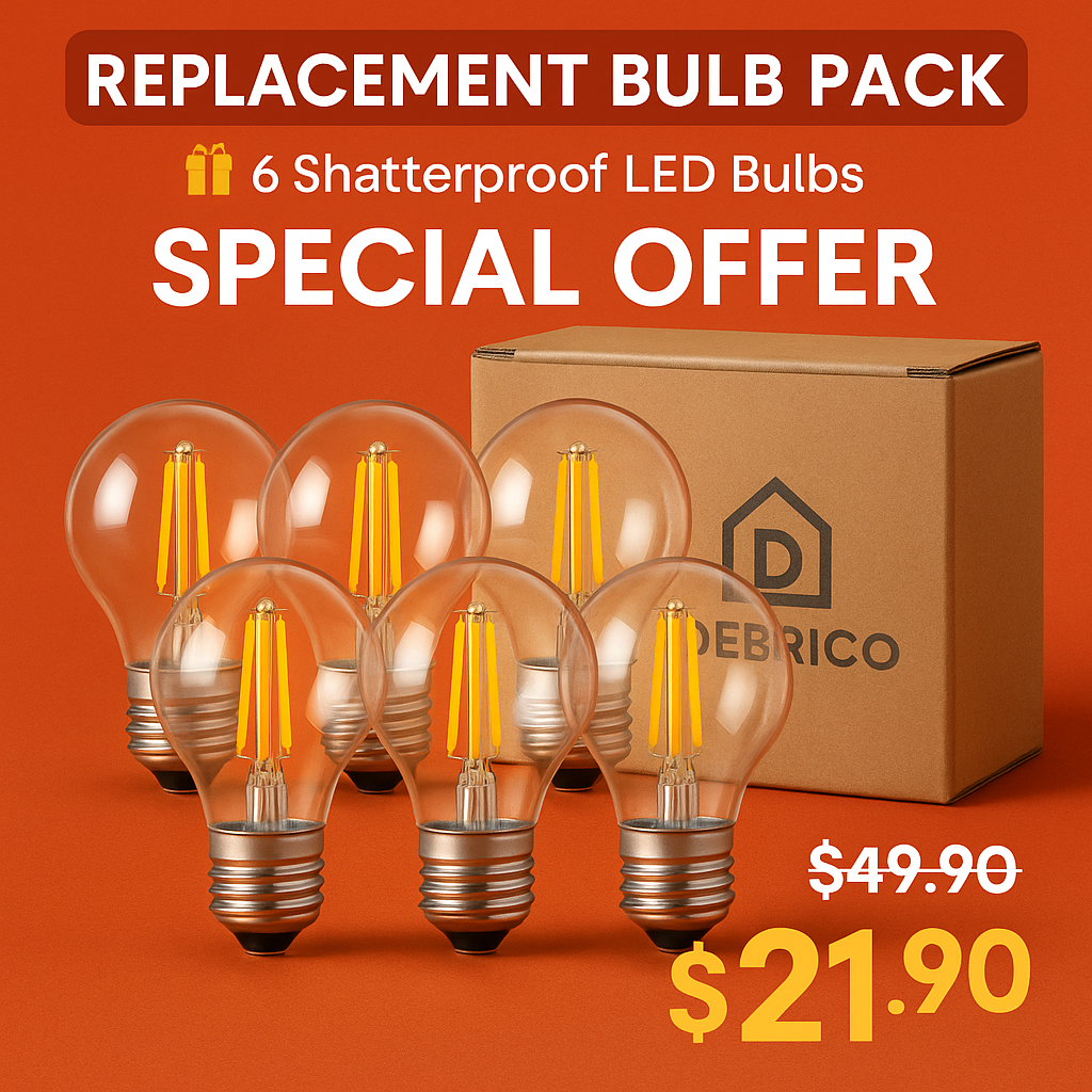 6x Shatterproof Replacement Bulbs – Compatible with Debrico Solar Festoon Lights