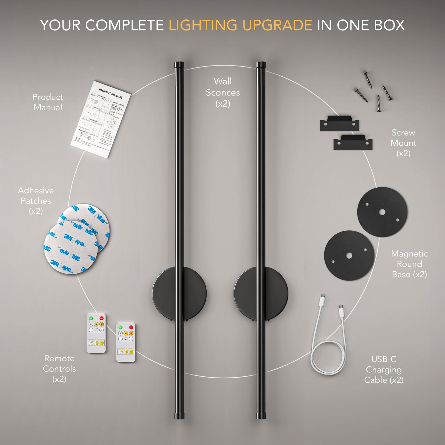 WIRELESS MODERN WALL LIGHTS (SET OF 2)