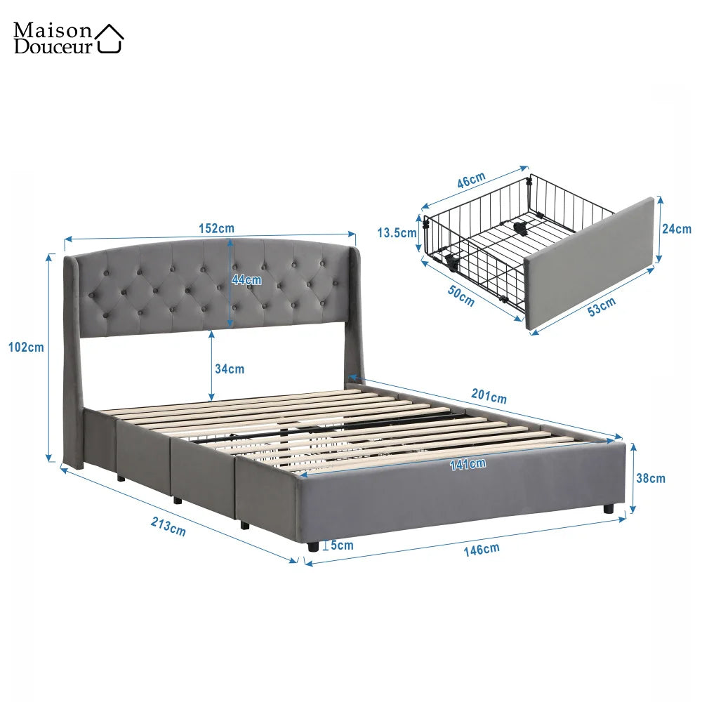 Lit matelassé en velours Freja